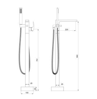 Напольный смеситель для ванны Wonzon & Woghand Fit WW-88649009-BGM тёмный графит